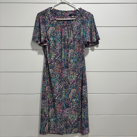Tommy Hilfiger colourful paisley short sleeve midi dress size 12 - Picture 1 of 16